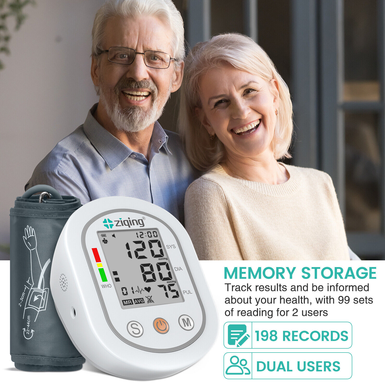 Automatic Upper Arm Blood Pressure Monitor Digital BP Cuff Heart Rate Pulse