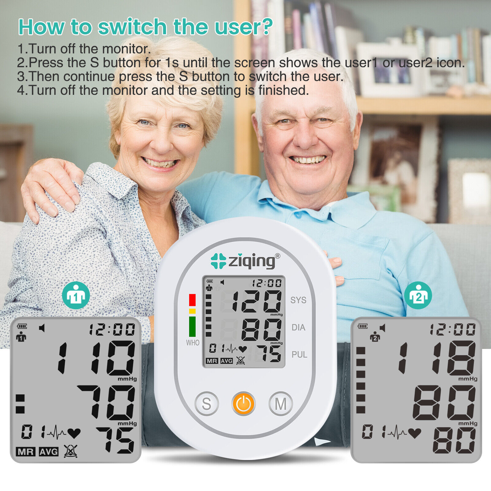 Automatic Upper Arm Blood Pressure Monitor Digital BP Cuff Heart Rate Pulse