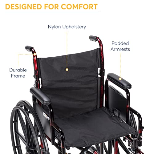 Red Swing-Away Footrest Wheelchair for Seniors