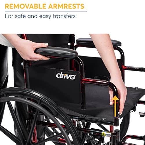 Red Swing-Away Footrest Wheelchair for Seniors
