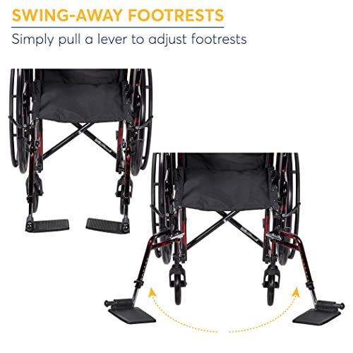Red Swing-Away Footrest Wheelchair for Seniors