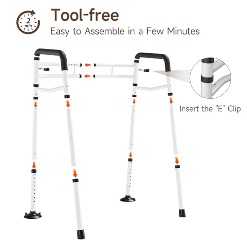 WAYES Toilet Safety Rails - Adjustable Width & Height, Handicap Toilet Rails for Elderly and Disabled, Stand Alone Toilet Safety Frame Fit for Any Toilet, Foldable and Portable