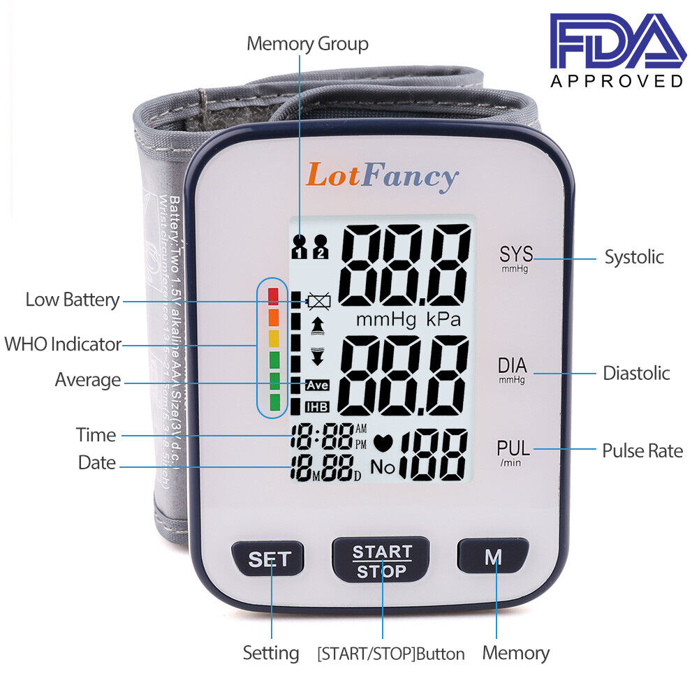 wrist high blood pressure monitors for home use BP cuff machine meter gauge