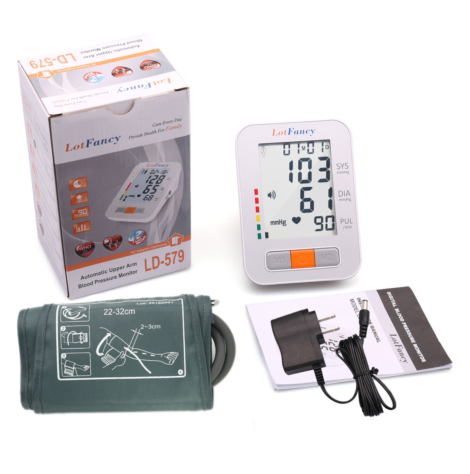 Automatic Digital Upper Arm Blood Pressure Monitor M Cuff With Talking + Adapter