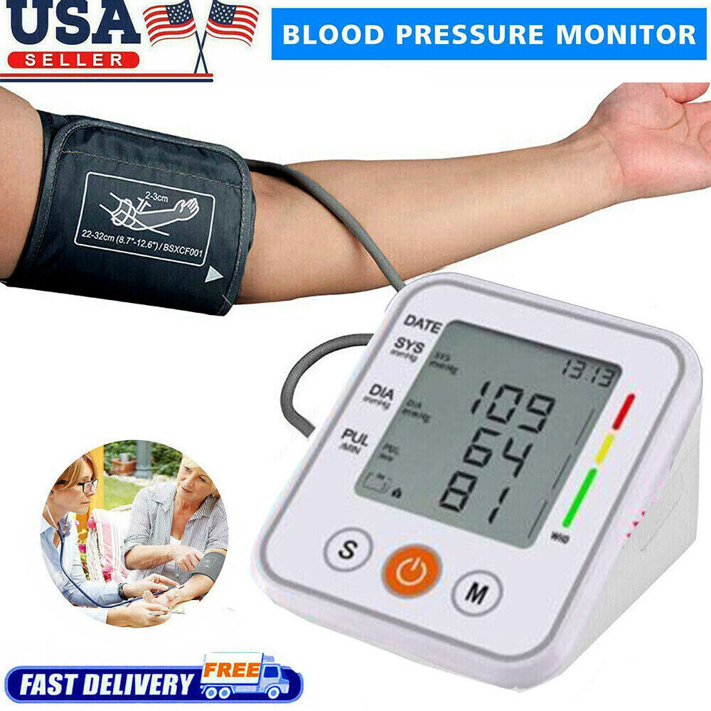Upper Arm Blood Pressure Monitor Digital BP Cuff Machine Automatic Pulse Meter