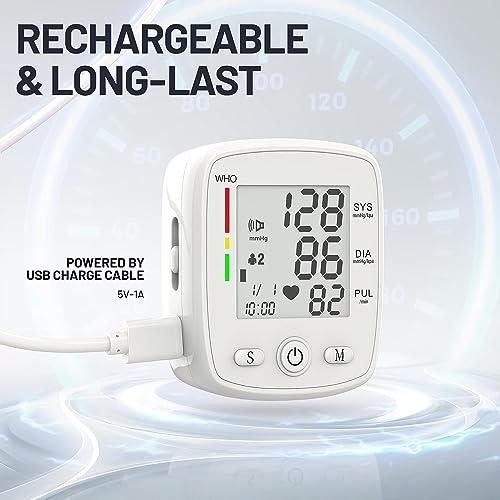Wrist Blood Pressure Monitor Digital BP Monitor Rechargeable BP Machine with 2x99 Readings Memory Large LCD Display Voice Broadcast Portable Carrying Case
