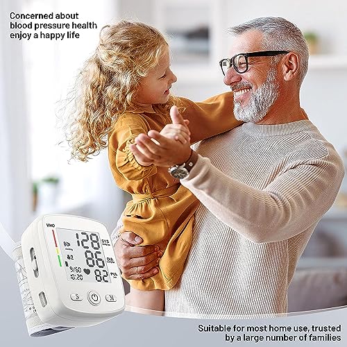 Wrist Blood Pressure Monitor Digital BP Monitor Rechargeable BP Machine with 2x99 Readings Memory Large LCD Display Voice Broadcast Portable Carrying Case
