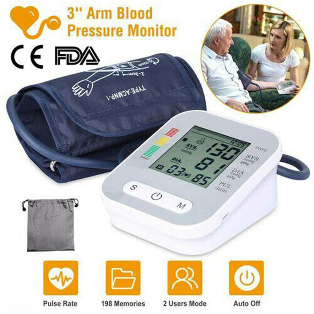 Upper Arm Blood Pressure Monitor Digital BP Cuff Machine Automatic Pulse Meter