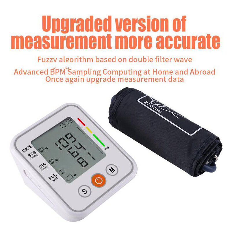 Upper Arm Blood Pressure Monitor Digital BP Cuff Machine Automatic Pulse Meter
