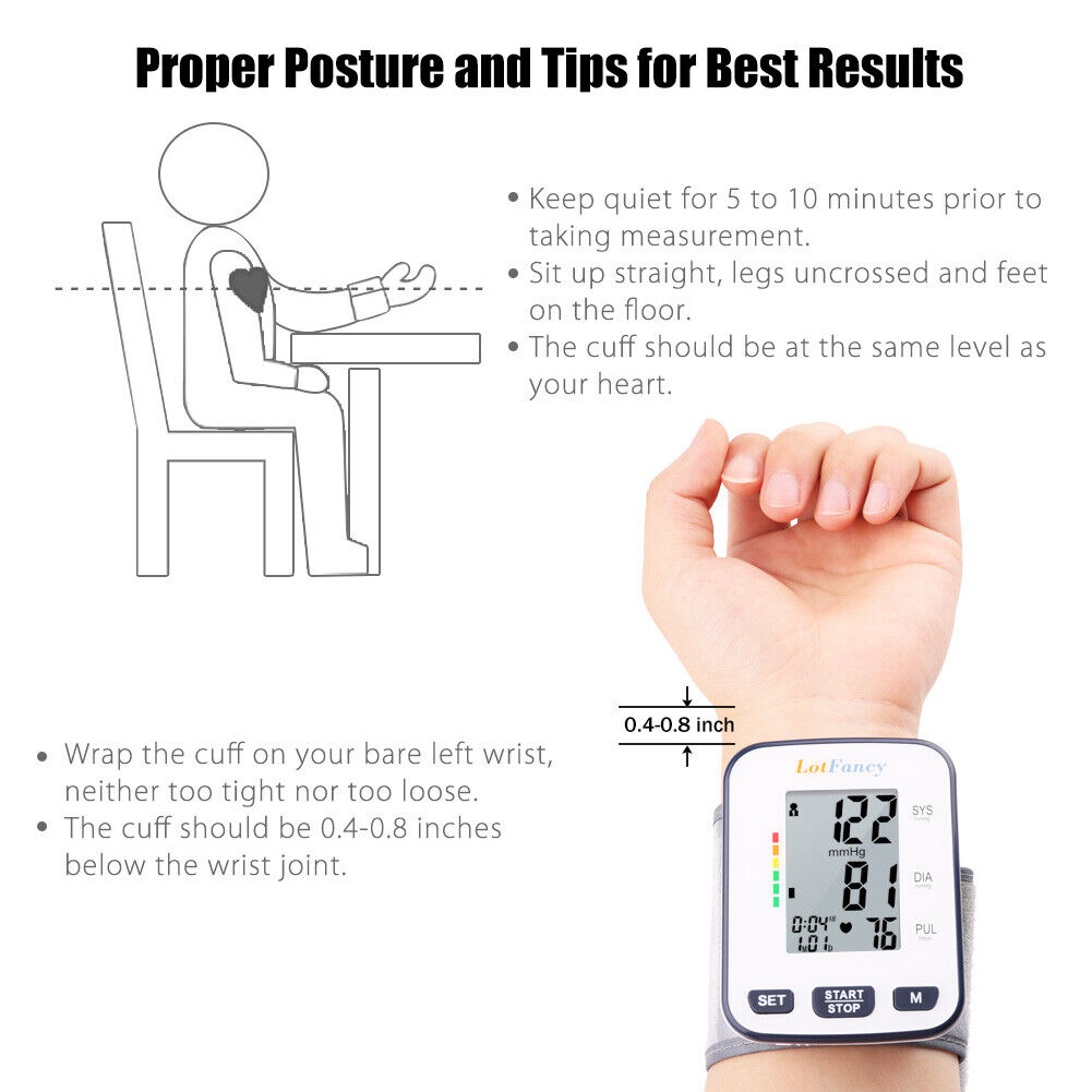 wrist high blood pressure monitors for home use BP cuff machine meter gauge