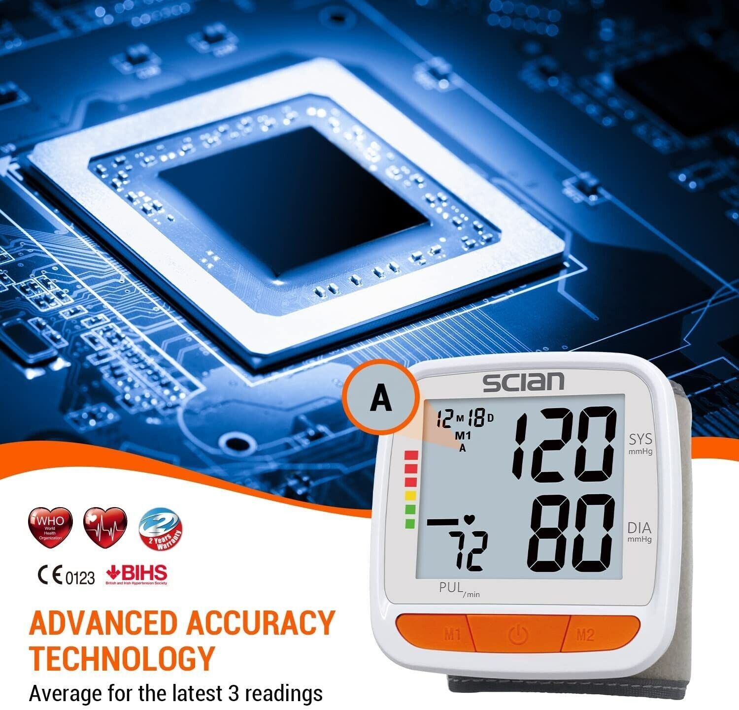 Scian LCD Digital Wrist Blood Pressure Monitor BP Cuff Automatic Machine Tester