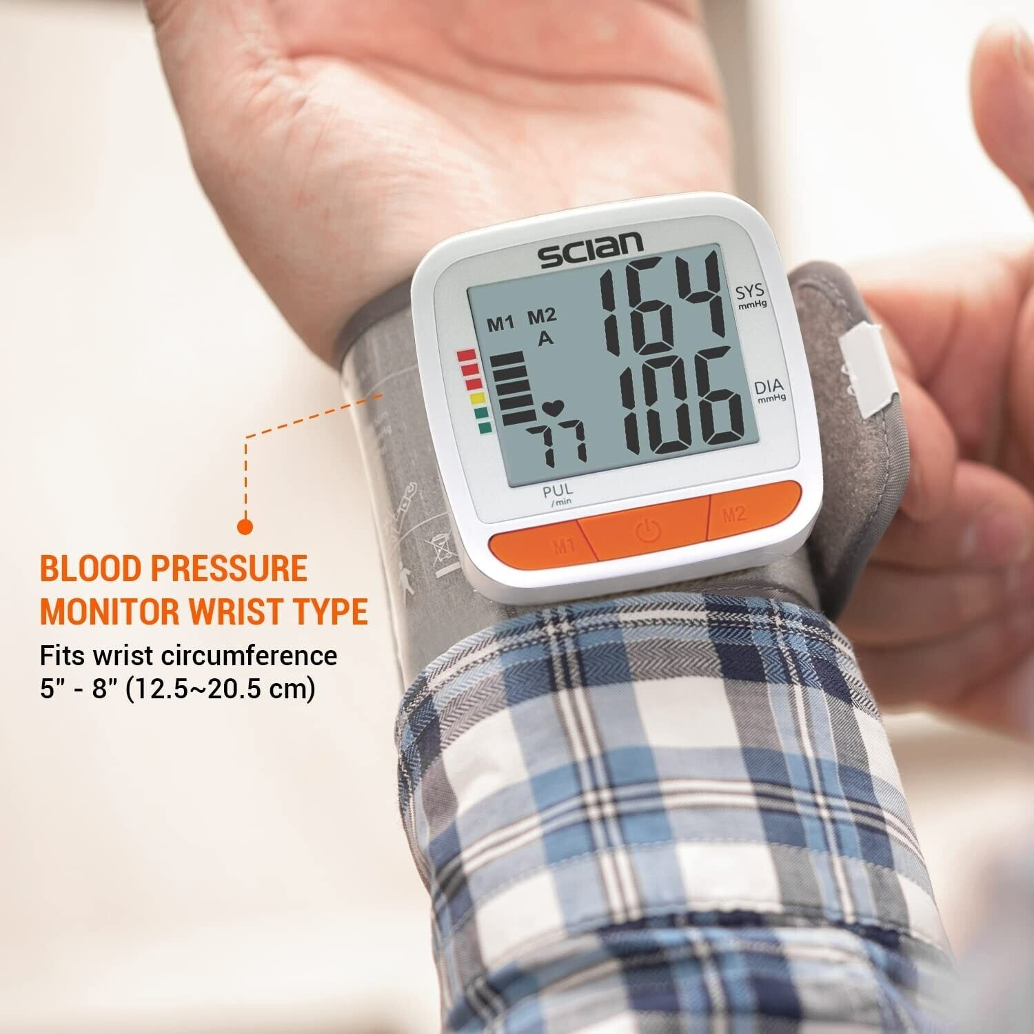 Scian LCD Digital Wrist Blood Pressure Monitor BP Cuff Automatic Machine Tester