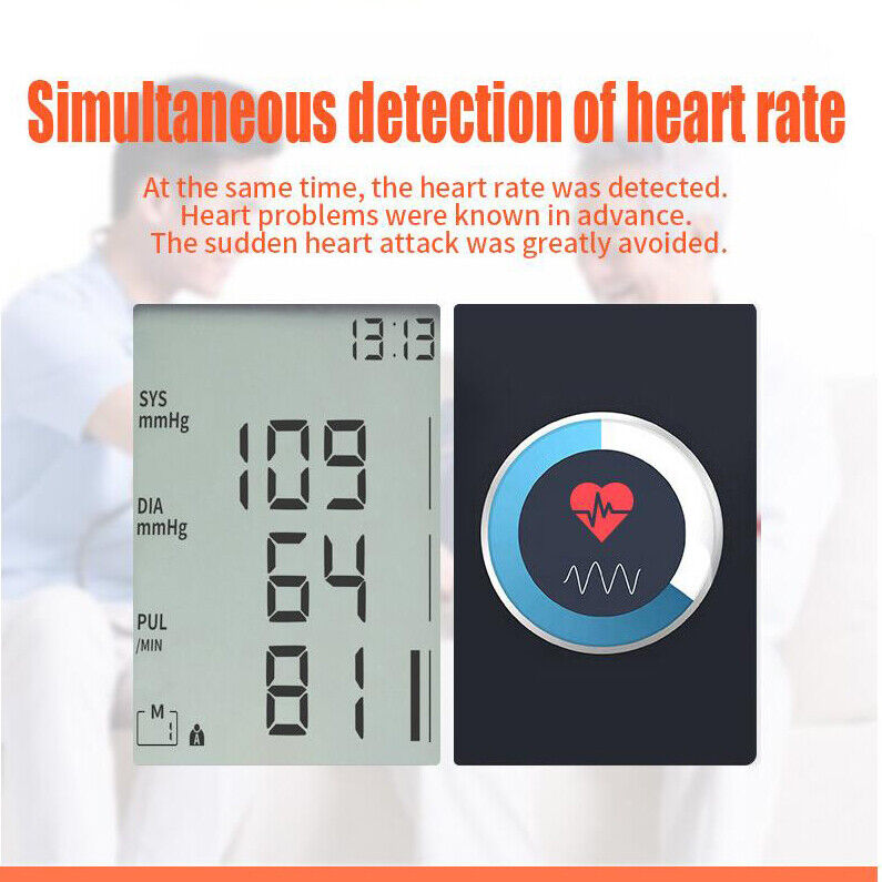 Upper Arm Blood Pressure Monitor Digital BP Cuff Machine Automatic Pulse Meter