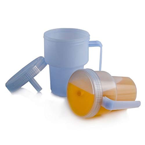 Spill-Proof Cup by LIBERTY Assistive - 7 oz Kennedy Cup with Easy Grip Handle, Good for Hot or Cold Liquid - Daily Living Aid for Seniors or People with Disabilities