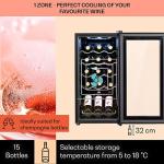 Klarstein Slimline Built-in Wine Cooler, 15 Bottles