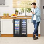 COSTWAY Dual Zone 120L Wine Refrigerator with LED
