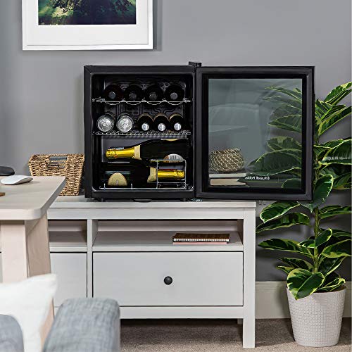 Lockable 12-Bottle Mini Wine Fridge with LED Light