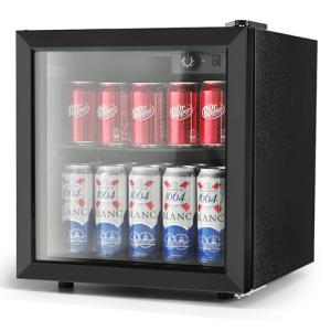 EUHOMY 55 Can Beverage Refrigerator with Glass Door