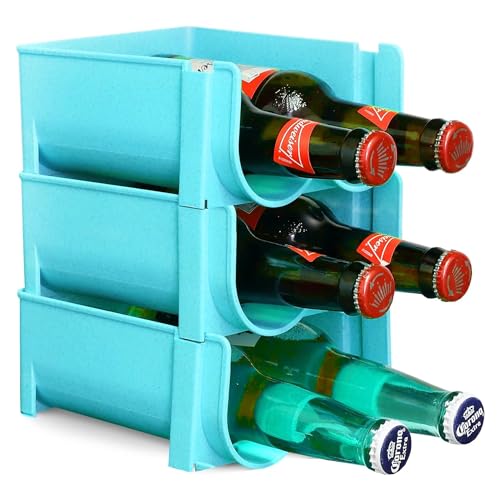 Stackable Blue Bottle Rack for Fridge and Counter
