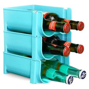 Stackable Blue Bottle Rack for Fridge and Counter