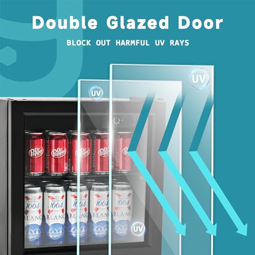 EUHOMY 55 Can Beverage Refrigerator with Glass Door