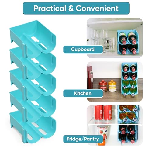 Stackable Blue Bottle Rack for Fridge and Counter