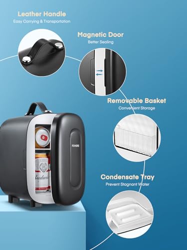 FOHERE Portable Mini Fridge for Wine and Drinks