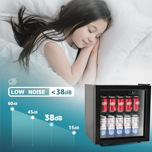 EUHOMY 55 Can Beverage Refrigerator with Glass Door