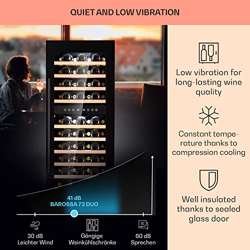 Klarstein Dual Zone Wine Cooler Fridge, 73 Bottles