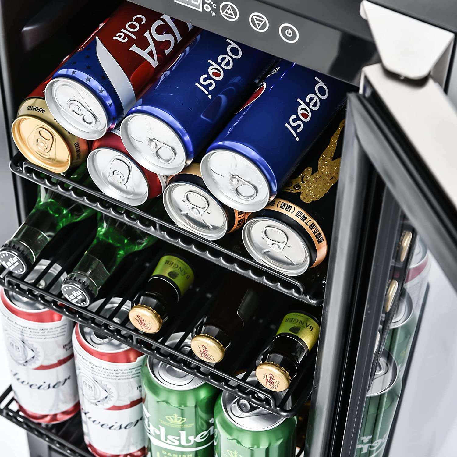 30.15" Wine Fridge with Double Glass, LED - Freestanding/ Built-in