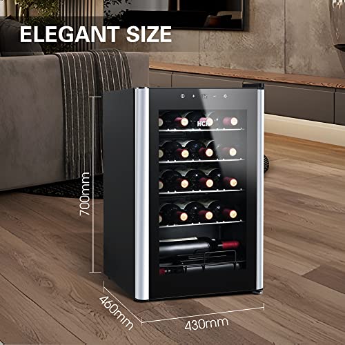 HCK 70L Freestanding Black Wine Cooler for 24 Bottles