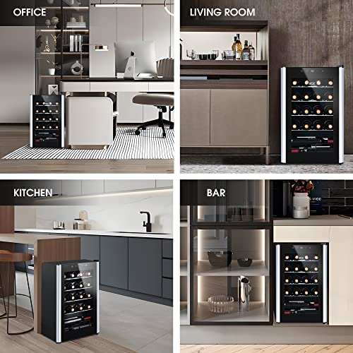 HCK 70L Freestanding Black Wine Cooler for 24 Bottles