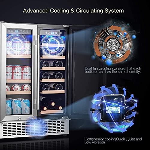 AAOBOSI 24" Dual Zone Wine & Beverage Cooler
