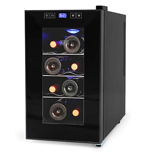 8-Bottle Black+Decker Thermoelectric Wine Fridge, Clear Glass Door