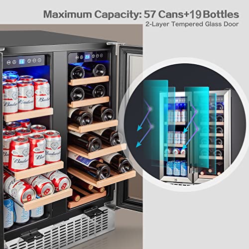 AAOBOSI 24" Dual Zone Wine & Beverage Cooler