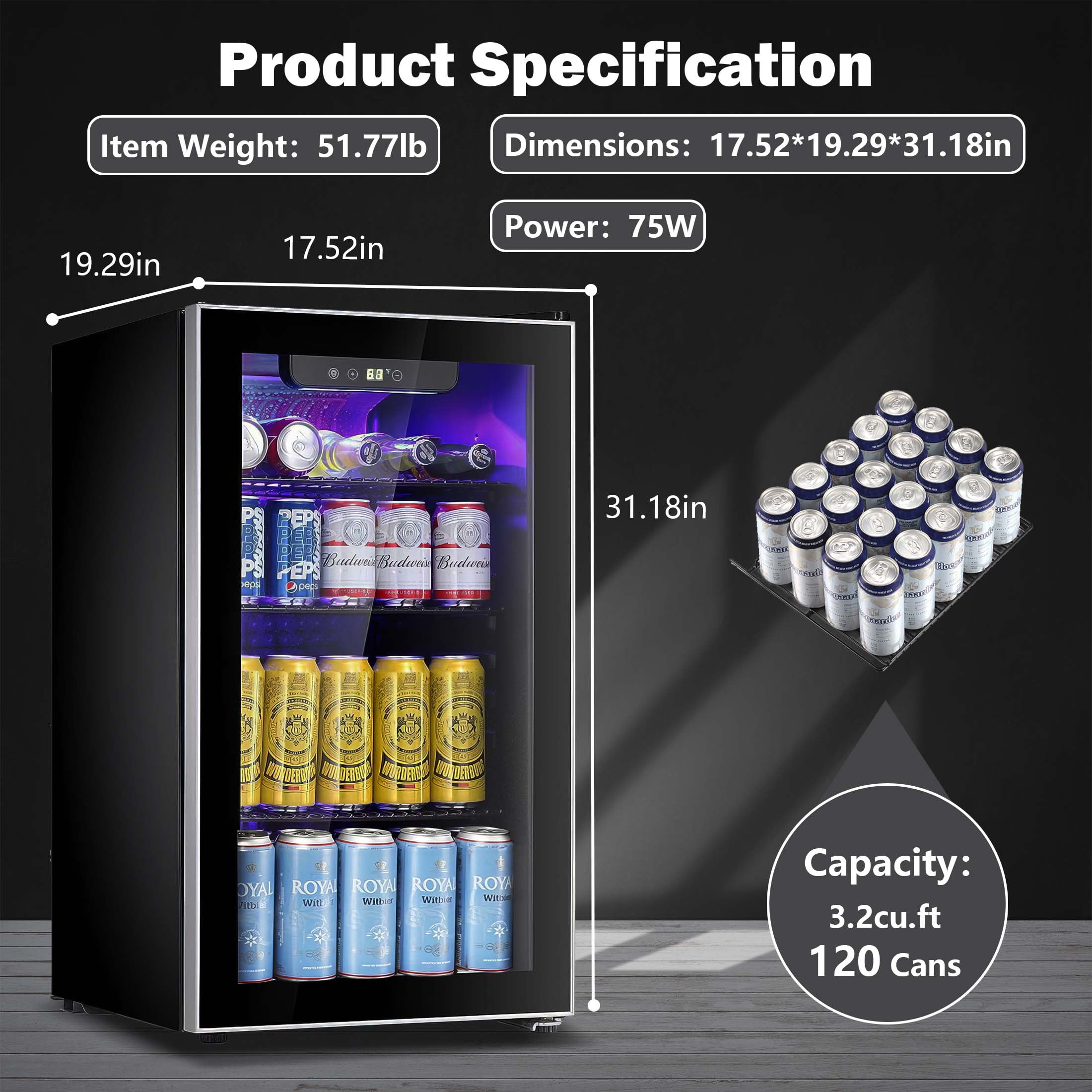 26-Bottle Wine Cooler with Stainless Steel Door