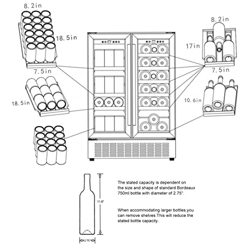 AAOBOSI 24" Dual Zone Wine & Beverage Cooler