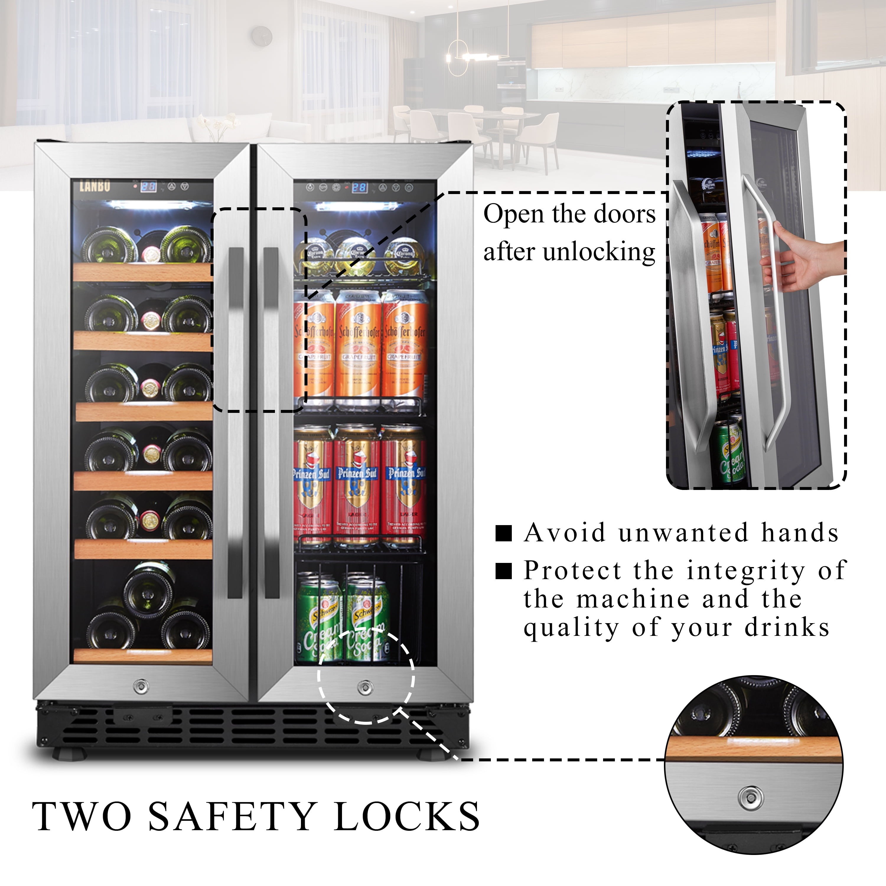 Lanbo 24" Dual Zone Wine & Beverage Fridge