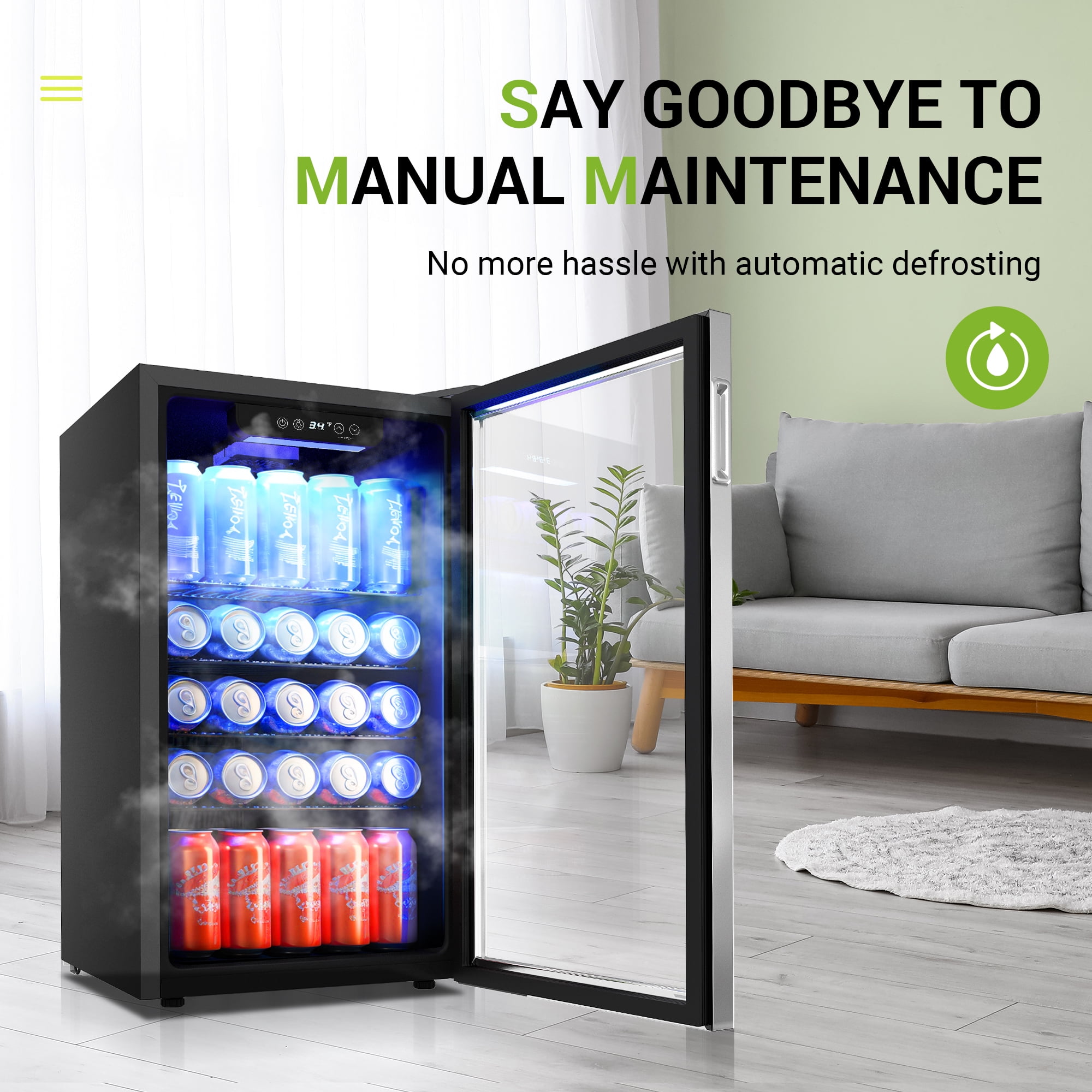 Wine Fridge: Mini Cooler with Glass Door - 126 Can Capacity