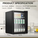 Auseo 1.7Cu.ft Wine Cooler Cabinet with Clear Glass Door