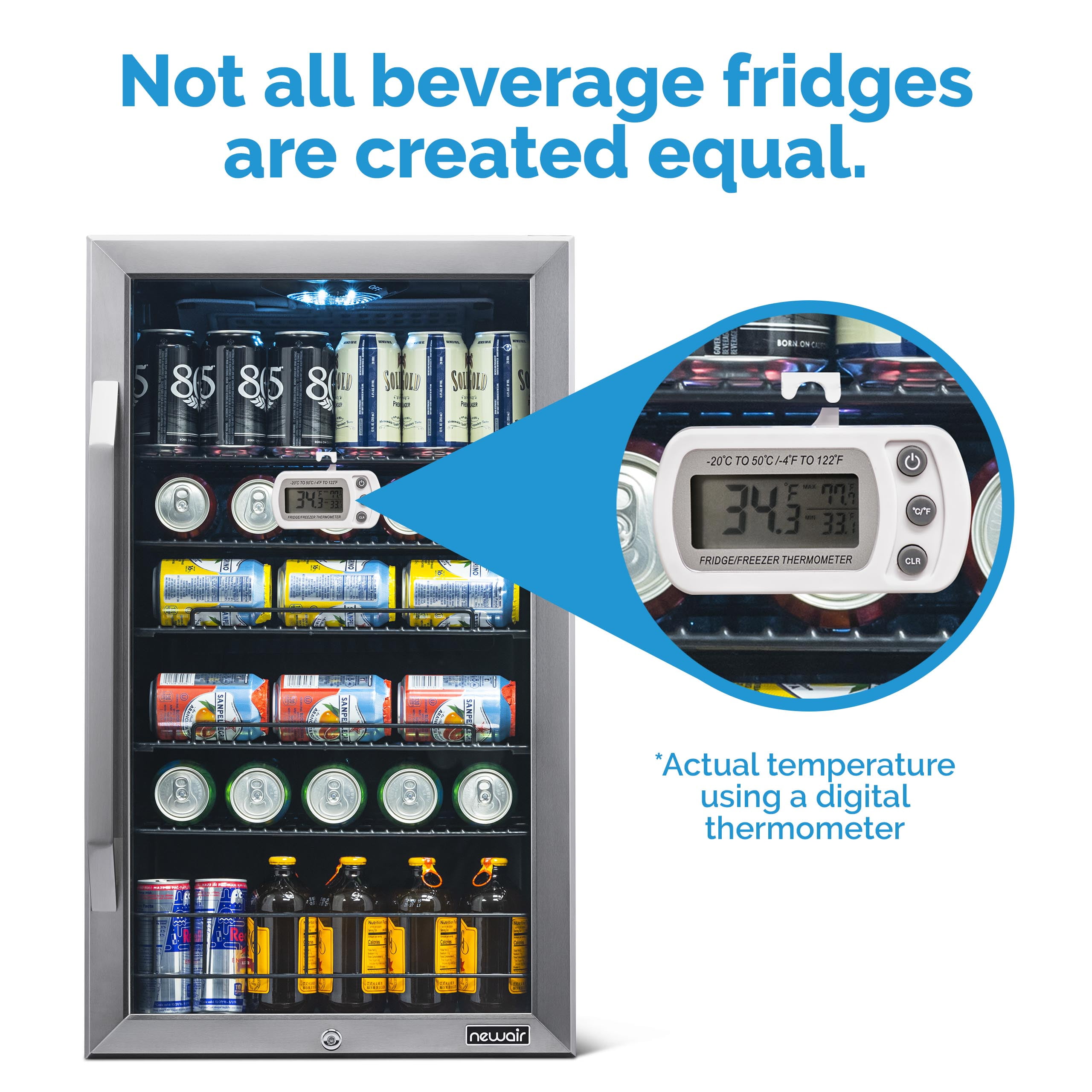 Premium Stainless Steel Beverage Refrigerator, SplitShelf Design