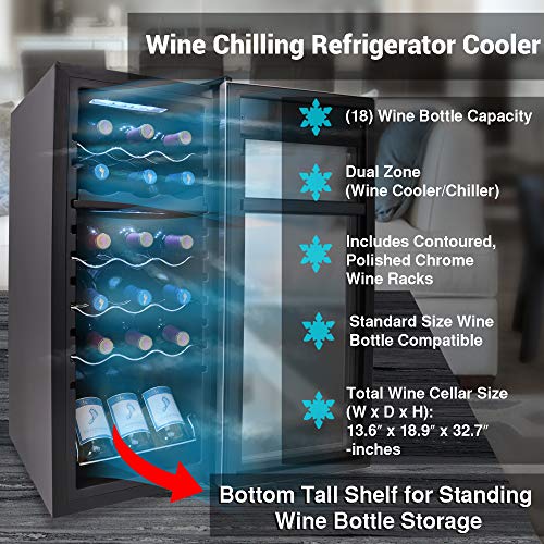 NutriChef 18-Bottle Dual Zone Wine Cooler