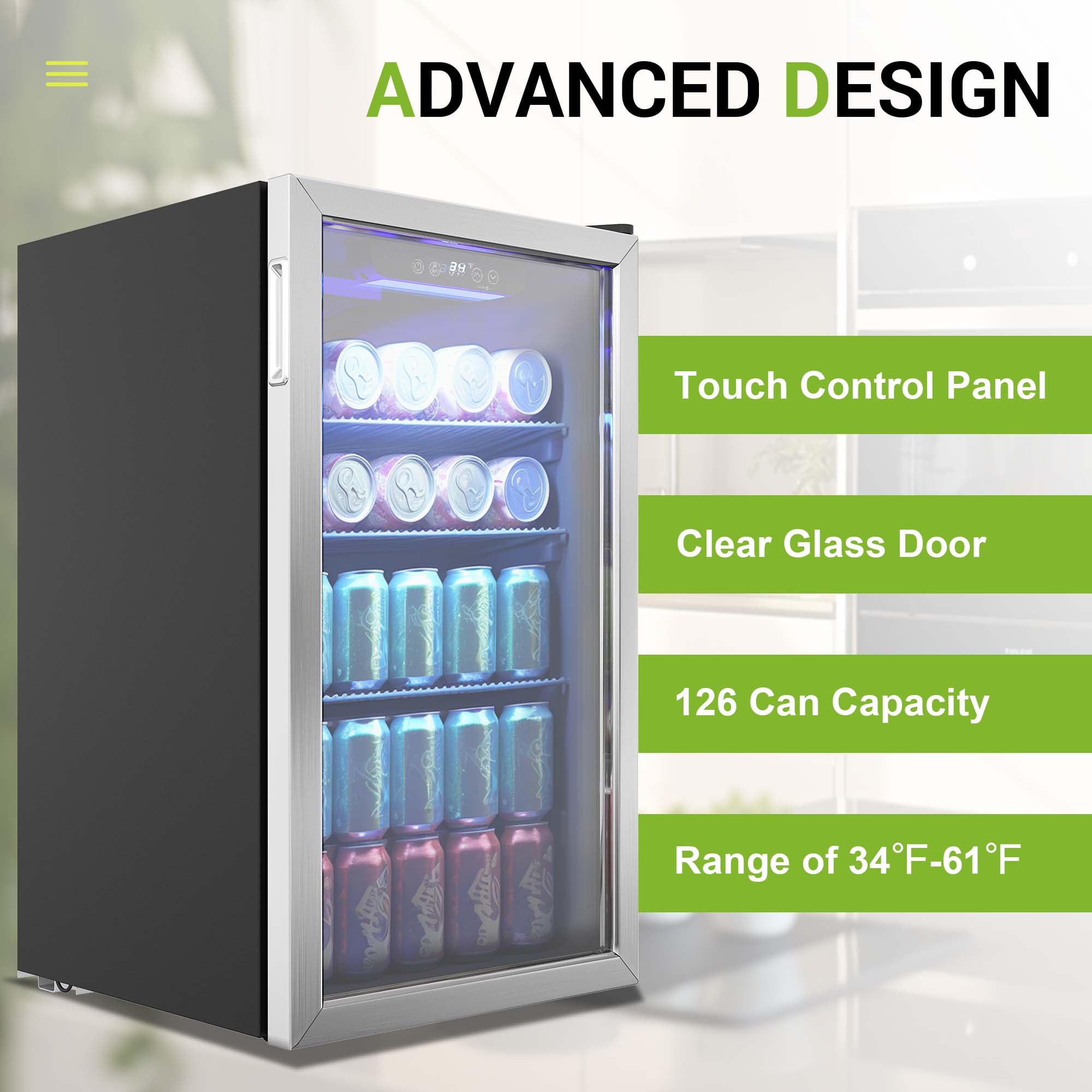 Wine Fridge: Mini Cooler with Glass Door - 126 Can Capacity