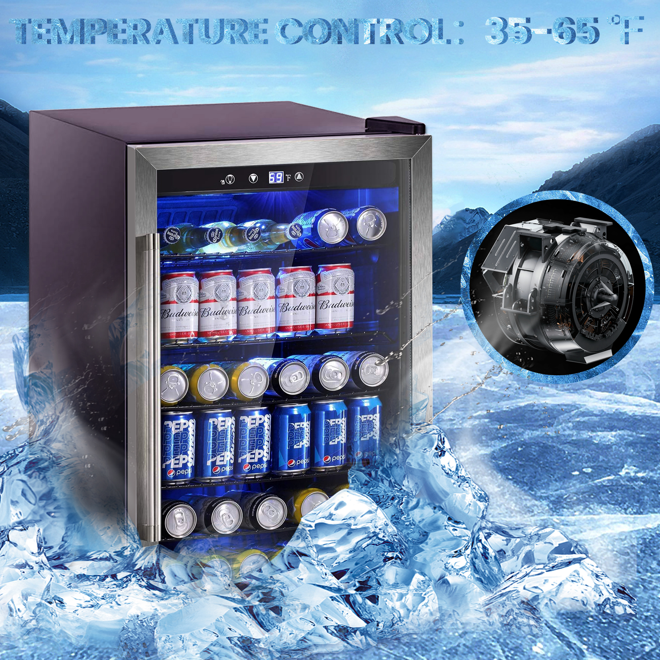 AGLUCKY 145 Can Glass Door Wine Fridge