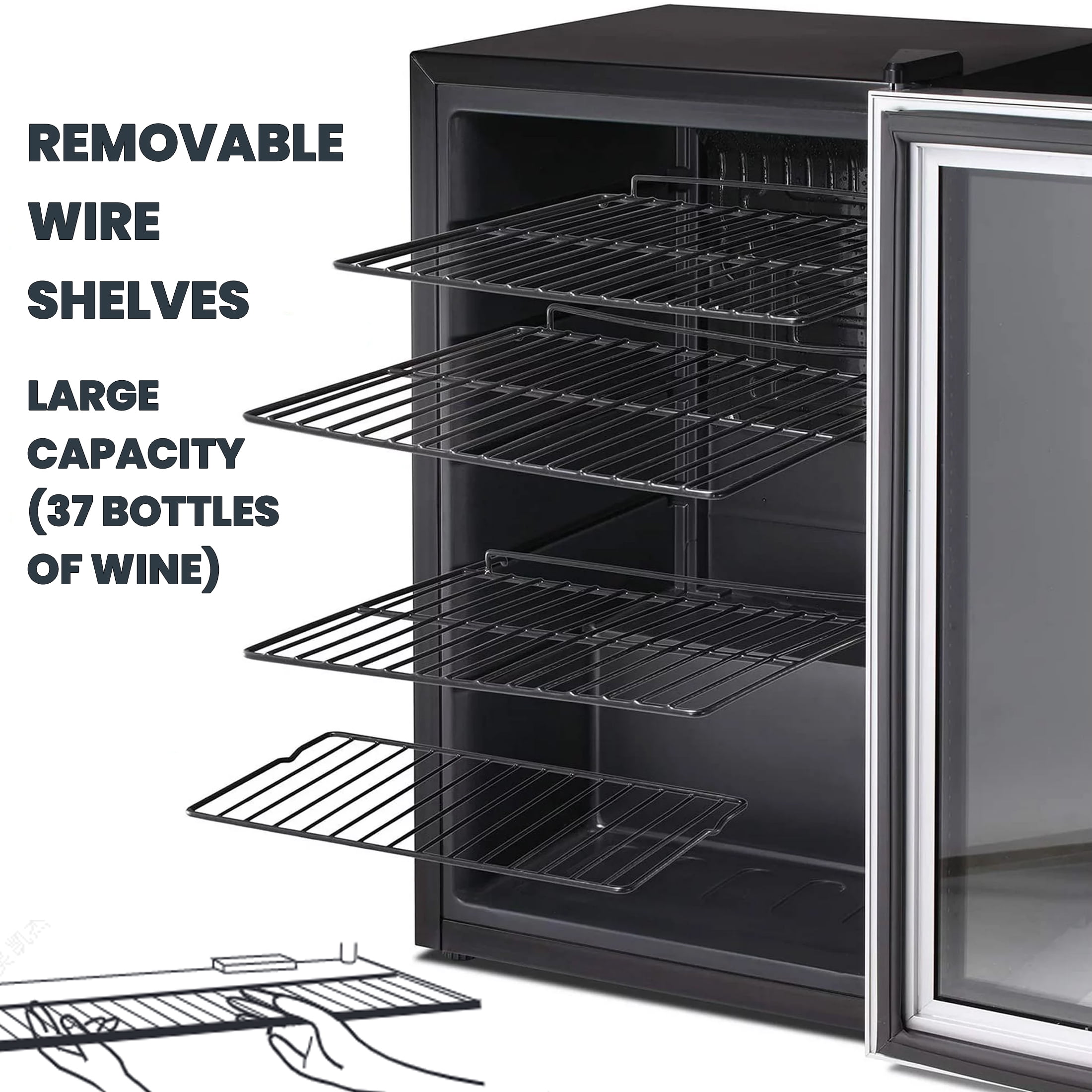 AGLUCKY 145 Can Glass Door Wine Fridge