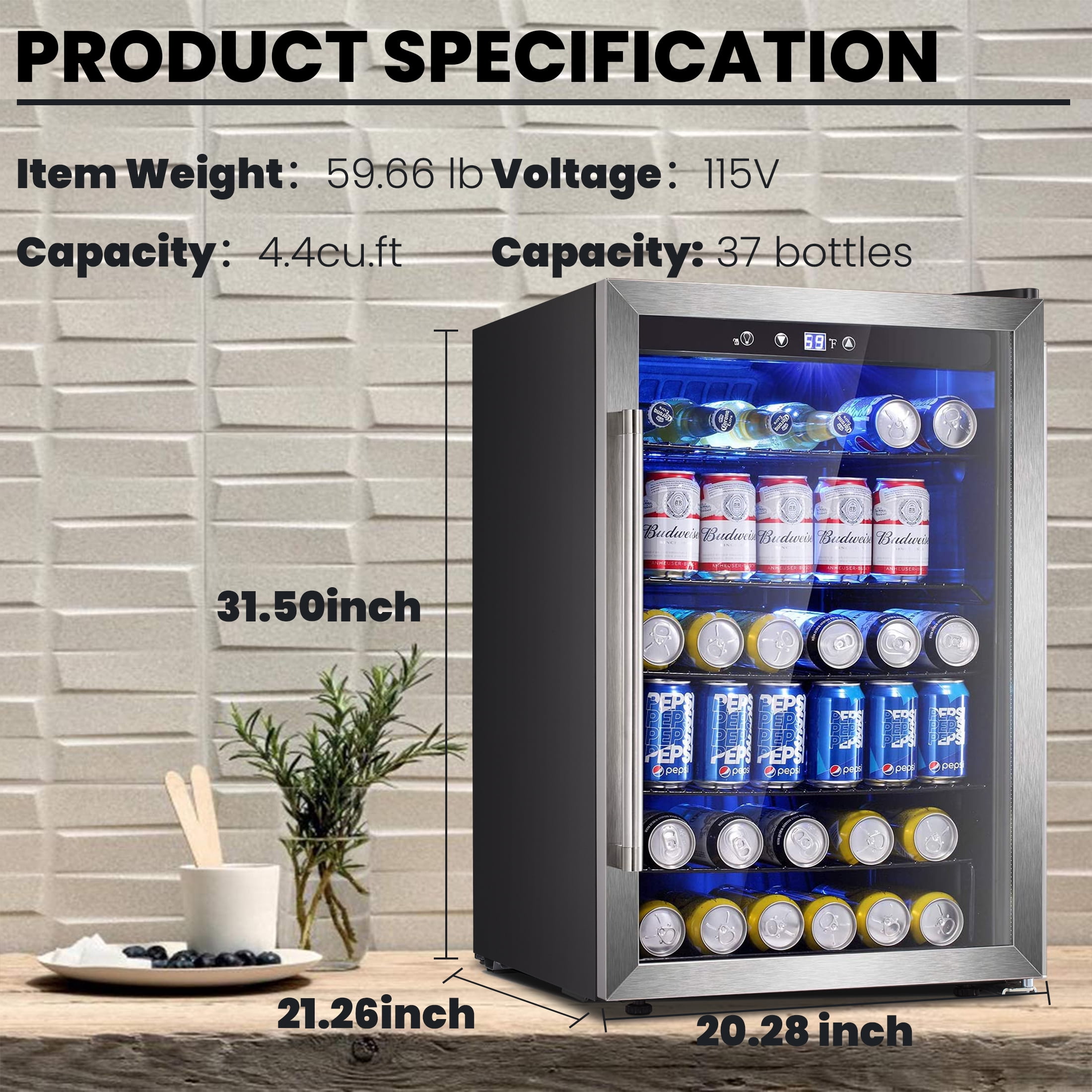 AGLUCKY 145 Can Glass Door Wine Fridge