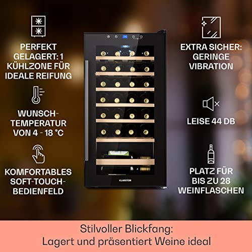 Klarstein Glass Door Wine Fridge - 28 Bottles