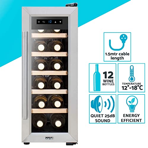 Baridi 12-Bottle Wine Fridge, Stainless Steel