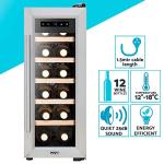 Baridi 12-Bottle Wine Fridge, Stainless Steel