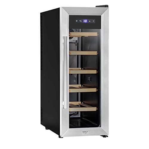 Baridi 12-Bottle Wine Fridge, Stainless Steel